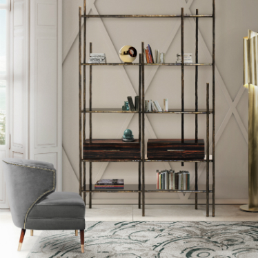 MAMBU Bookcase is a super design piece that will enhance your living room interior design and comfort. The funcionality and beauty of this bookcase makes it the sweet spot of your living room reading sophisticated corner. Make a beautiful velvet Armchair 